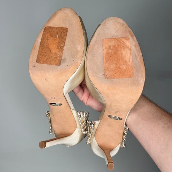 Badgley Mischka Adrina Crystal D'orsay Peep Toe Pump Size 8.5 - Picture 11 of 13